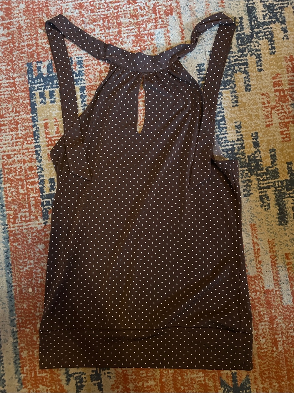 Tempted Brown Polka Dot Keyhole Tank Top